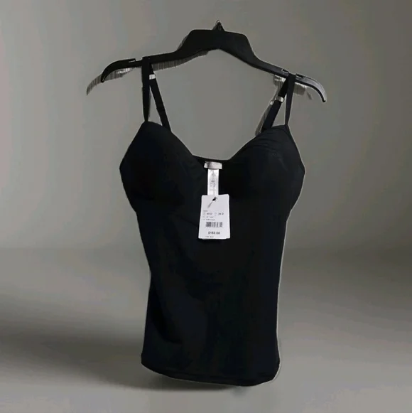 Hanro  Allure Built In Bra Camisole Top Womens Sz 38D Black Nwt - Picture 5 of 8